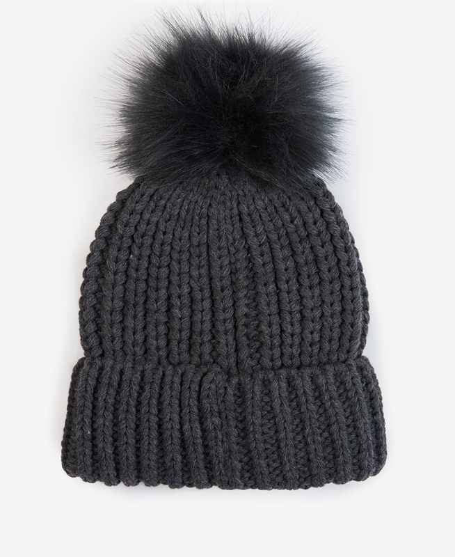 Black Barbour Saltburn Beanie Women's Hats | QSJF-78436