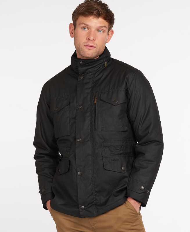 Black Barbour Sapper Men\'s Waxed Jackets | XFQB-92315