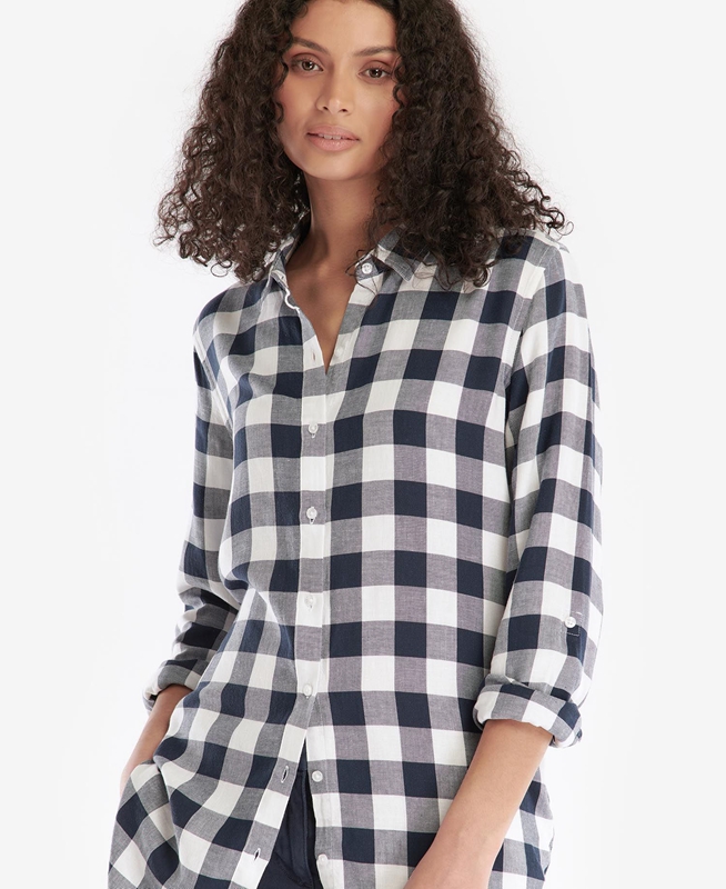 Black / Grey Barbour Baymouth Women's Shirts | VPDT-70642