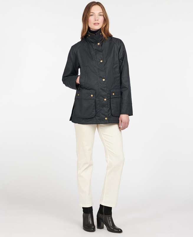 Blue Barbour Acorn Waxed Cotton Women's Waxed Jackets | NACZ-38416