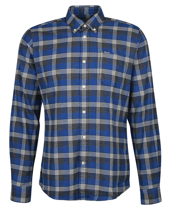 Blue Barbour Brockwell Tailored Fit Men's Shirts | YGWV-58769