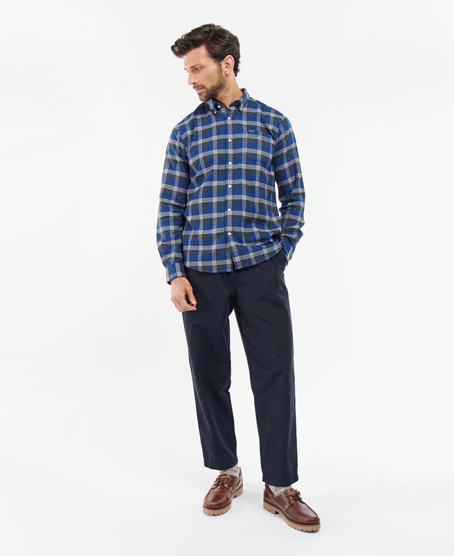 Blue Barbour Brockwell Tailored Fit Men's Shirts | YGWV-58769