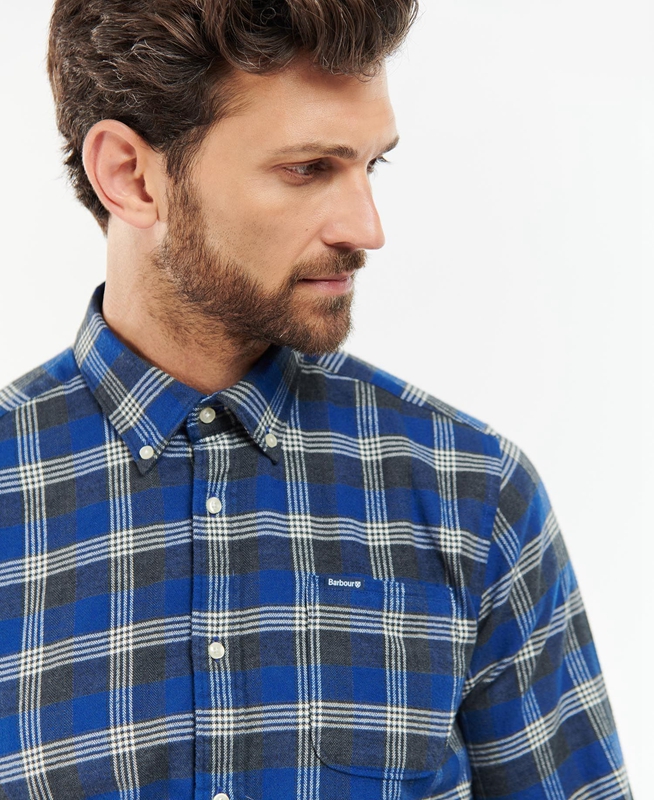 Blue Barbour Brockwell Tailored Fit Men's Shirts | YGWV-58769