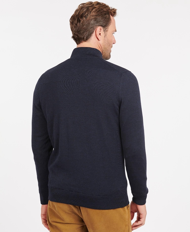 Blue Barbour Gamlan Half Zip Men's Sweaters | DFRC-06248