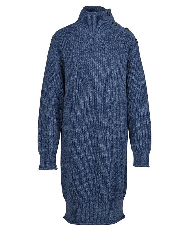 Blue Barbour Greenwell Knitted Women's Dress | PVFD-06492