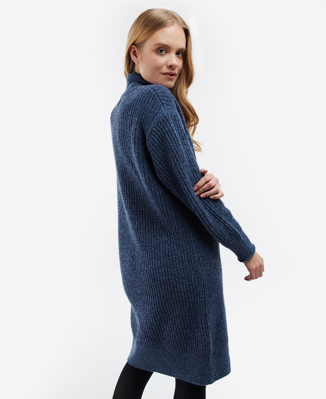 Blue Barbour Greenwell Knitted Women's Dress | PVFD-06492