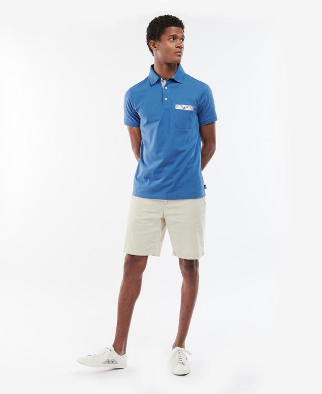 Blue Barbour Lirst Men's Polo shirts | WUPK-35692