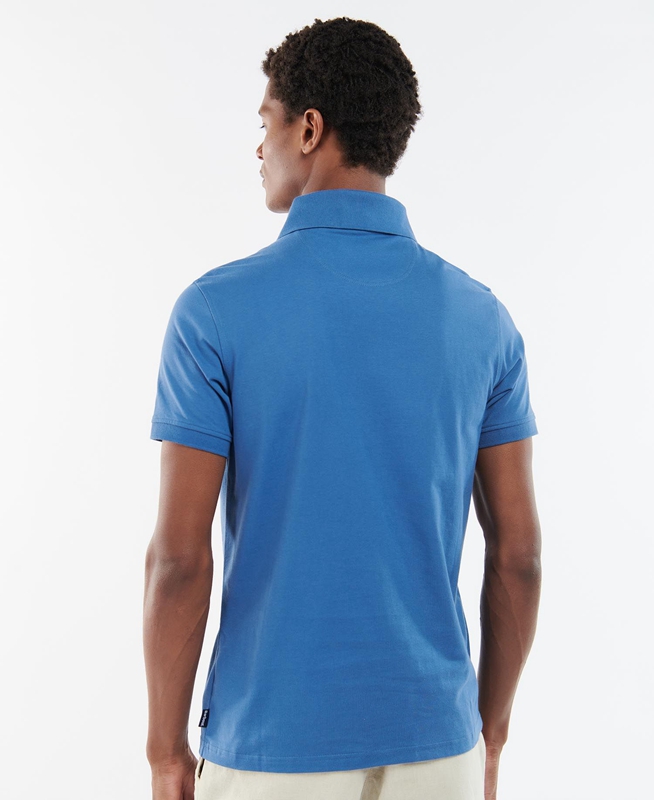 Blue Barbour Lirst Men's Polo shirts | WUPK-35692