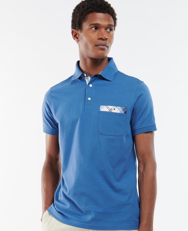 Blue Barbour Lirst Men's Polo shirts | WUPK-35692