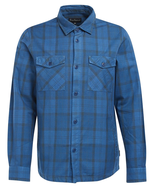 Blue Barbour Overdyed Cannich Overshirt Men's Shirts | XTPO-09568