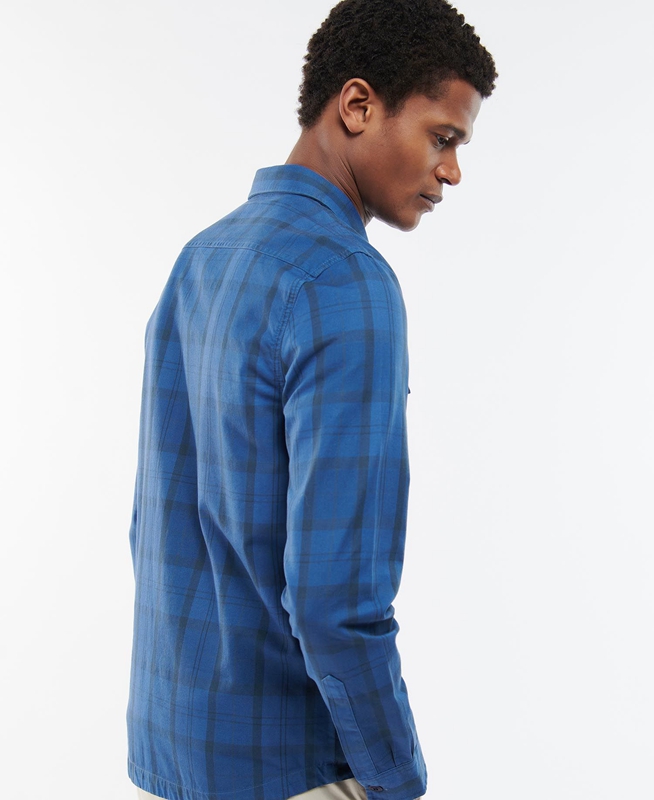 Blue Barbour Overdyed Cannich Overshirt Men's Shirts | XTPO-09568