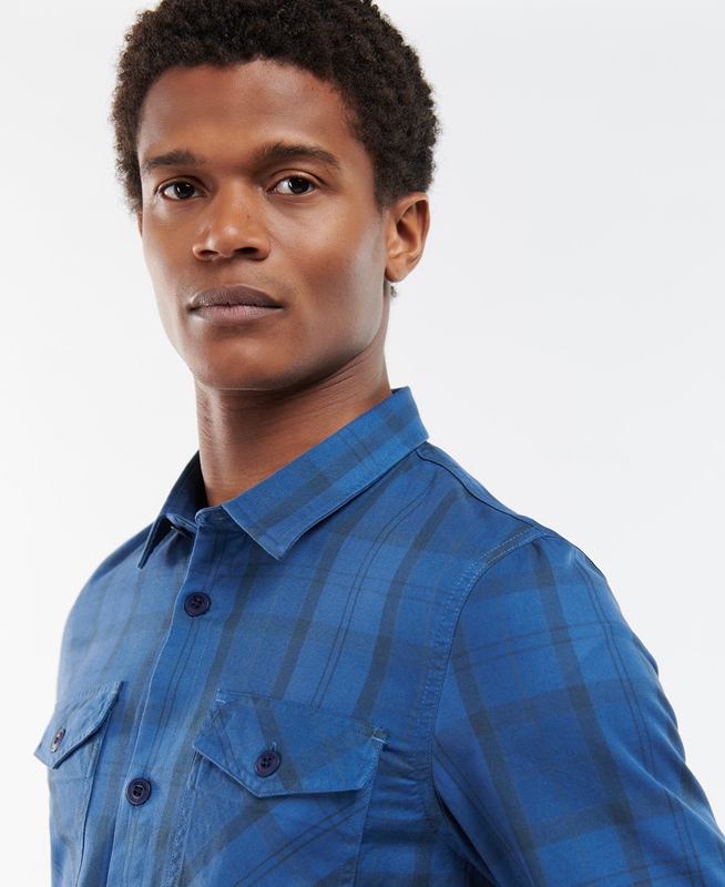 Blue Barbour Overdyed Cannich Overshirt Men's Shirts | XTPO-09568