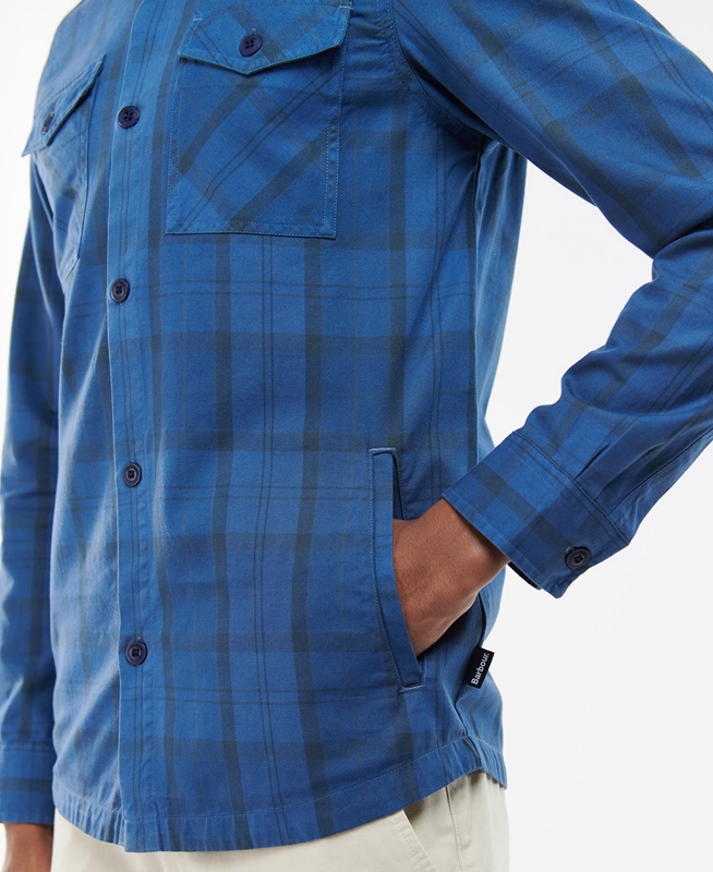 Blue Barbour Overdyed Cannich Overshirt Men's Shirts | XTPO-09568