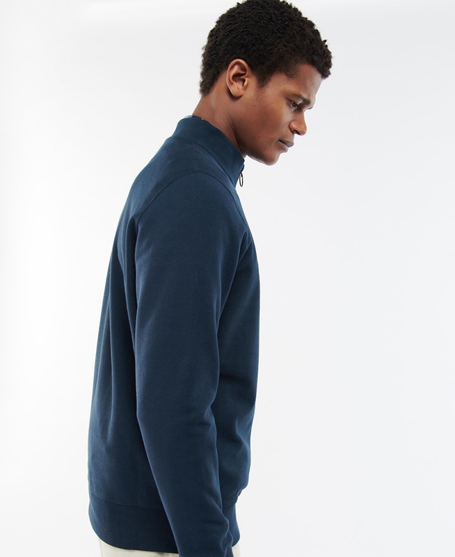 Blue Barbour Rigg Half Zip Men's Sweatshirts | SMXI-51976