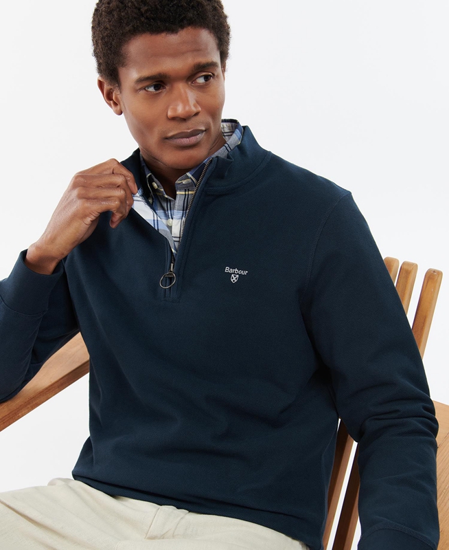 Blue Barbour Rigg Half Zip Men's Sweatshirts | SMXI-51976