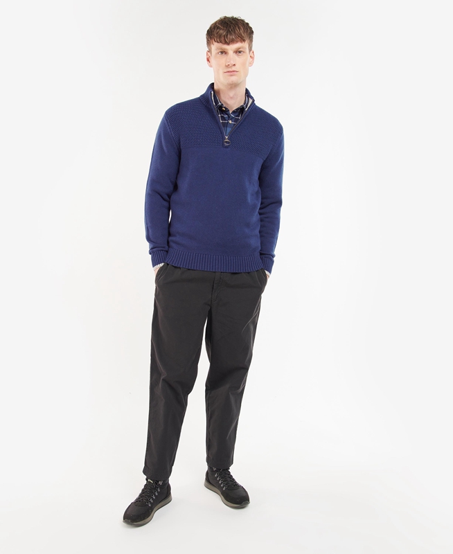 Blue Barbour Shoal Half Zip Men's Sweaters | CIVO-79526