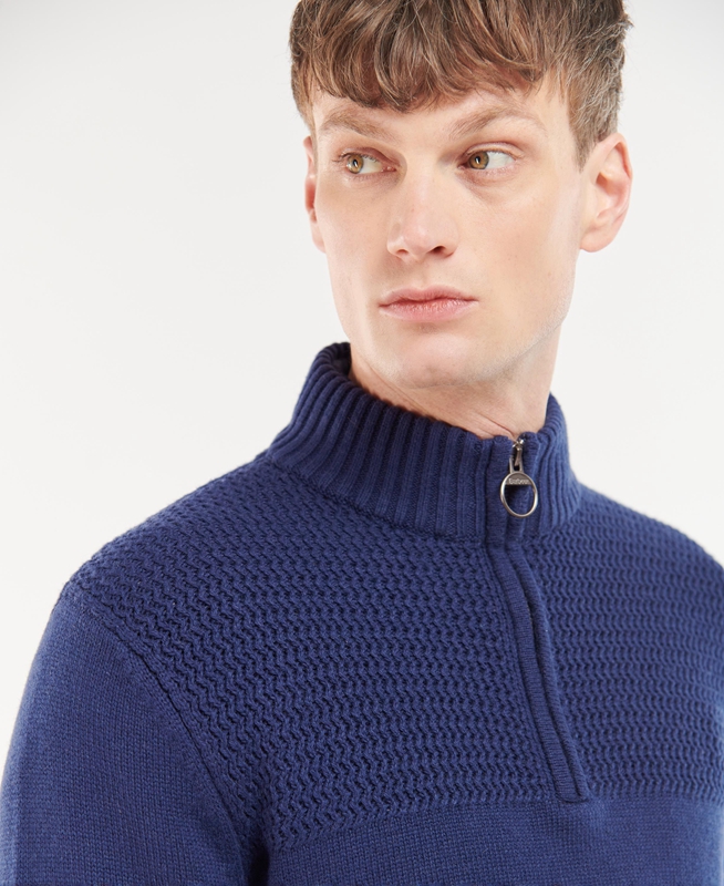 Blue Barbour Shoal Half Zip Men's Sweaters | CIVO-79526