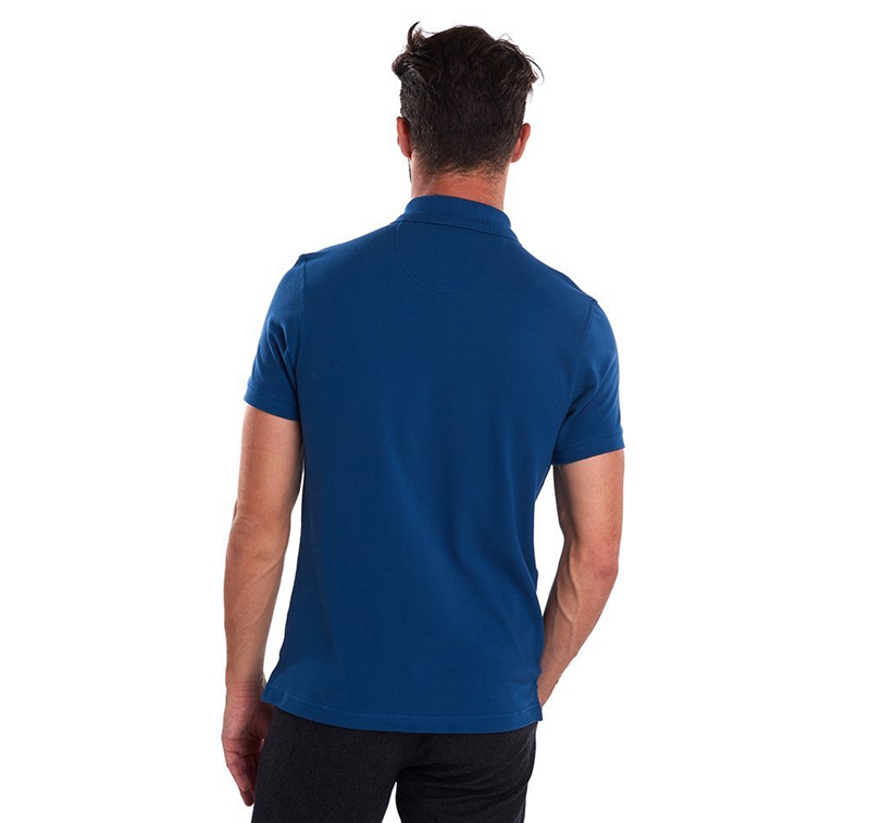 Blue Barbour Tartanshirt Pique Men's Polo shirts | NKOT-70248