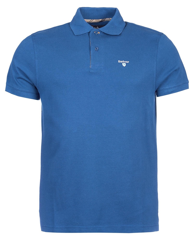 Blue Barbour Tartanshirt Pique Men's Polo shirts | NKOT-70248