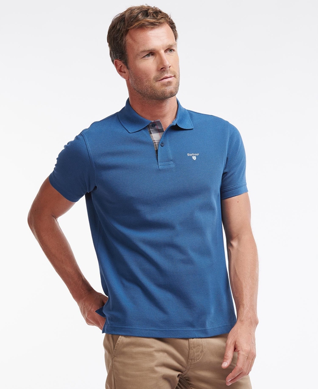 Blue Barbour Tartanshirt Pique Men\'s Polo shirts | NKOT-70248