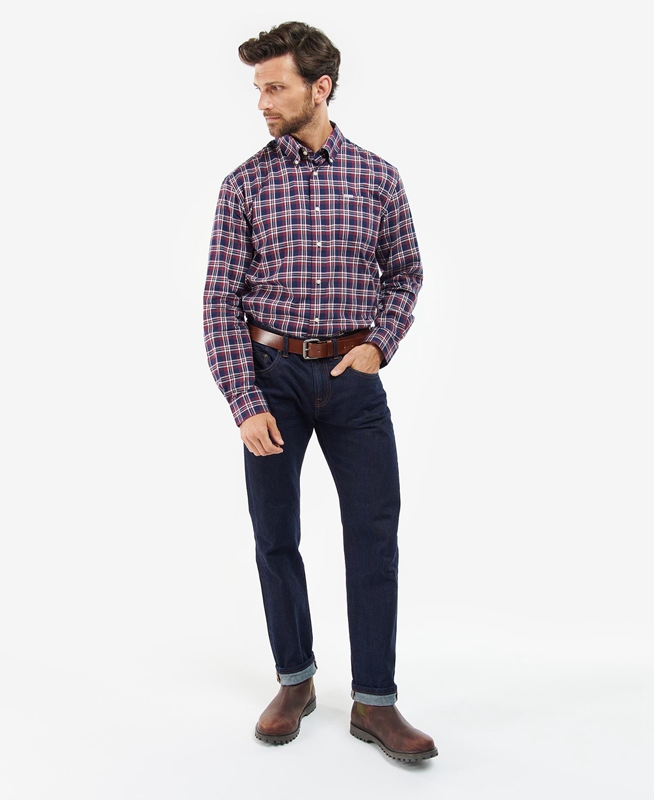 Blue Barbour Turville Regular Fit Men's Shirts | QAZH-57261