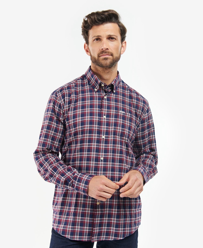 Blue Barbour Turville Regular Fit Men's Shirts | QAZH-57261