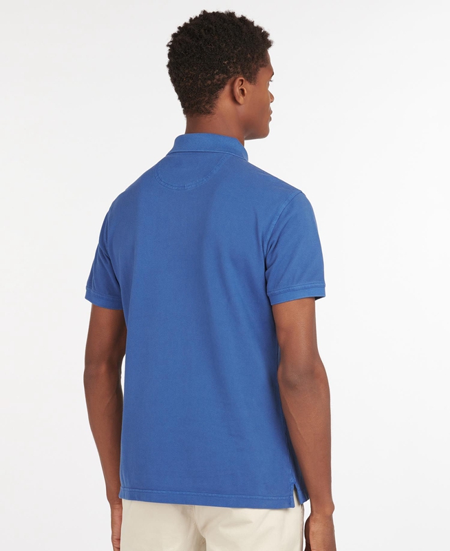 Blue Barbour Washed Sports Men's Polo shirts | MPZE-86479