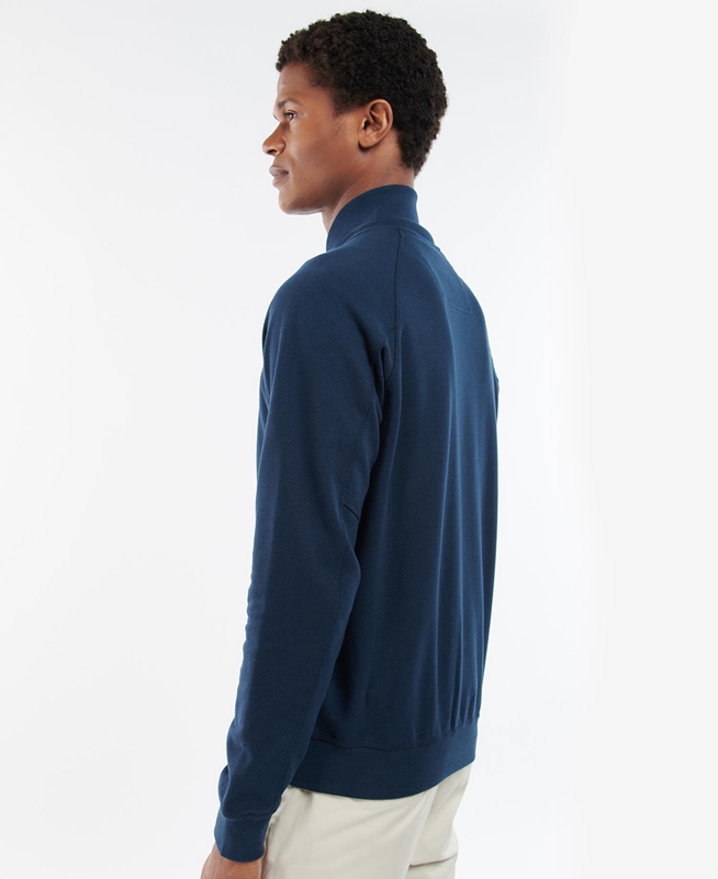 Blue Barbour Whitewell Button Thru Men's Sweatshirts | DSQL-25143