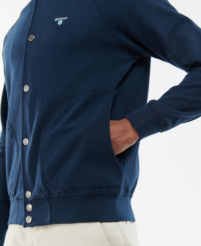 Blue Barbour Whitewell Button Thru Men's Sweatshirts | DSQL-25143