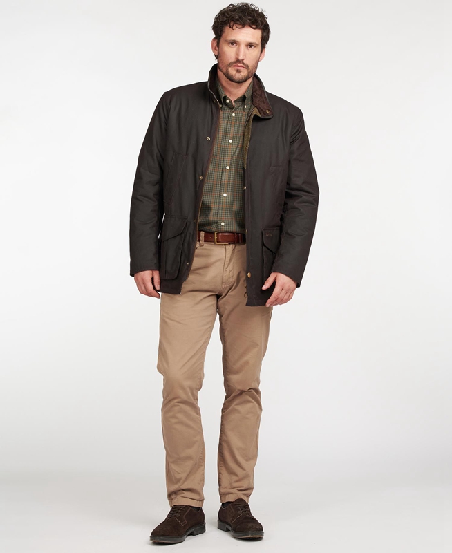 Brown Barbour Hereford Men's Waxed Jackets | DQSZ-30978