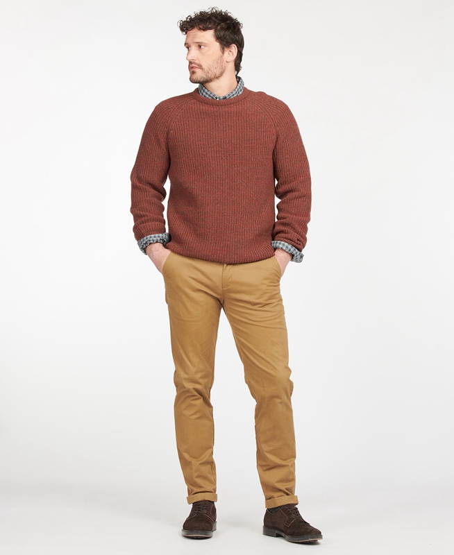 Brown Barbour Horseford Crew Men's Sweaters | FBRC-89250