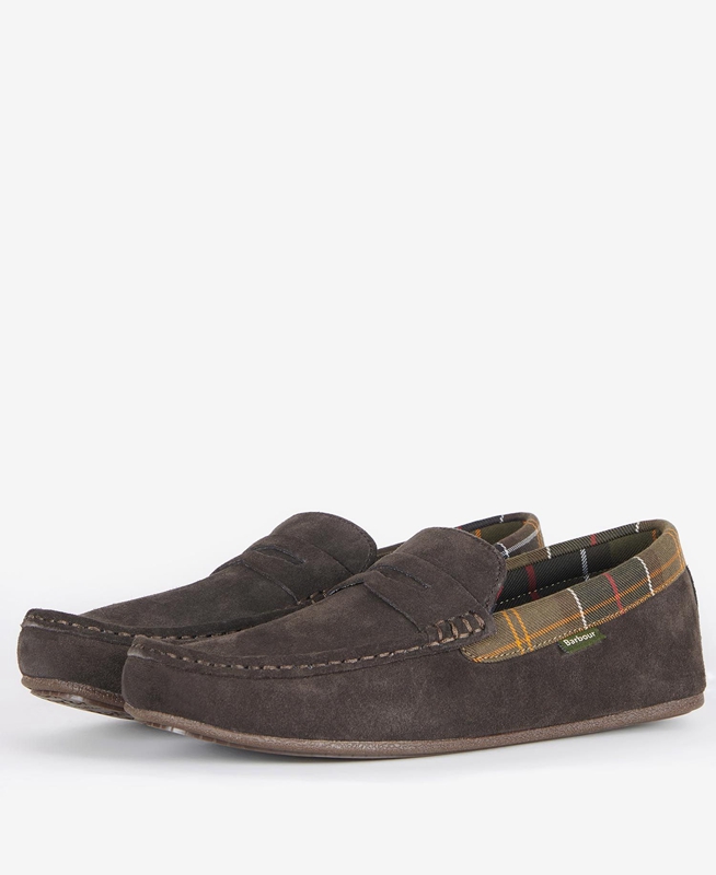 Brown Barbour Porterfield Men's Slippers | ZXEM-10253