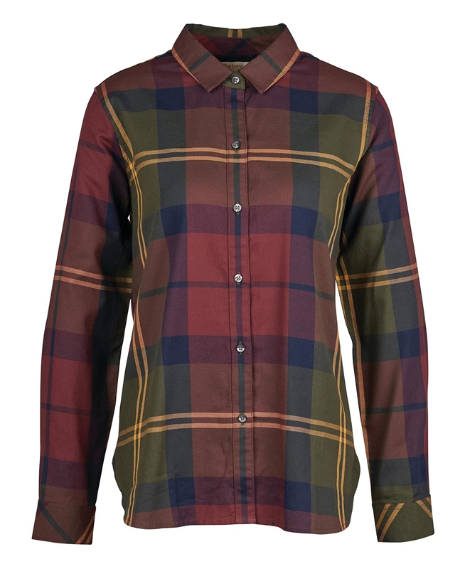 Burgundy Barbour Moorland Women's Shirts | OYQK-39470