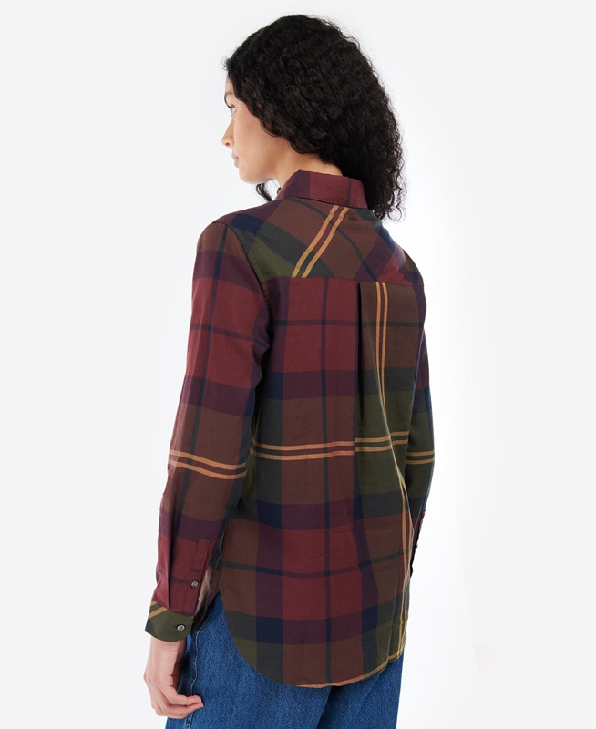 Burgundy Barbour Moorland Women's Shirts | OYQK-39470