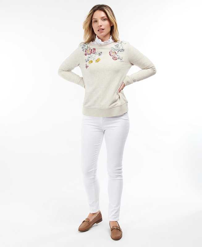 Cream Barbour Esme Women's Sweatshirts | UNEL-96235