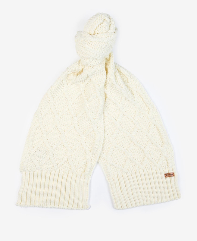 Cream Barbour ridley beanie and scarf Women's Hats | TIYE-34087