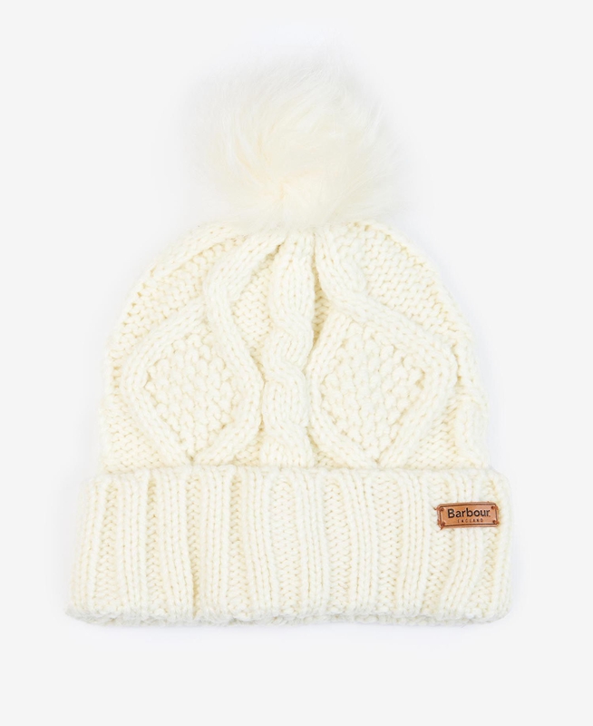 Cream Barbour ridley beanie and scarf Women's Hats | TIYE-34087