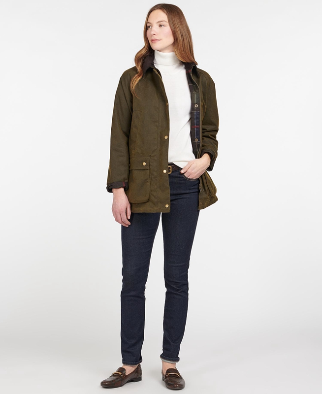 Green Barbour Acorn Waxed Cotton Women's Waxed Jackets | KPXW-75481