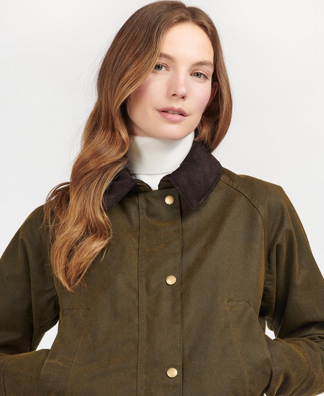 Green Barbour Acorn Waxed Cotton Women's Waxed Jackets | KPXW-75481