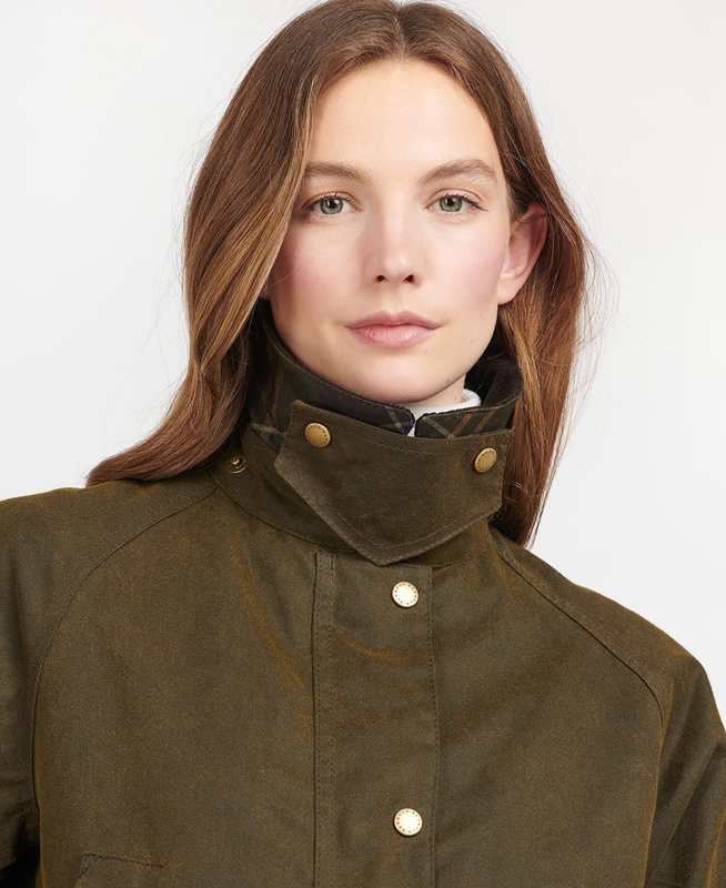 Green Barbour Acorn Waxed Cotton Women's Waxed Jackets | KPXW-75481