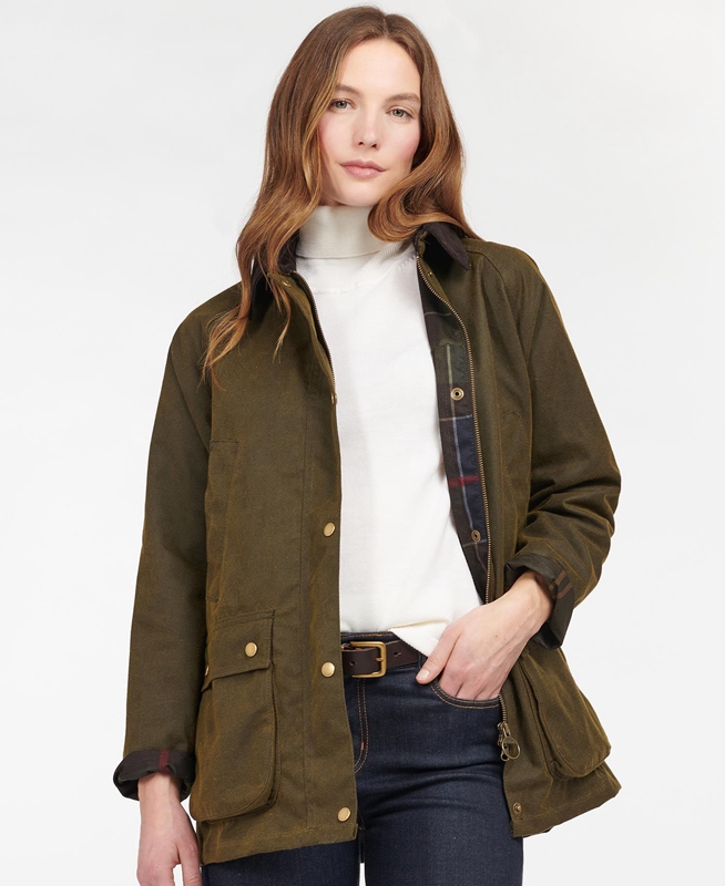 Green Barbour Acorn Waxed Cotton Women\'s Waxed Jackets | KPXW-75481