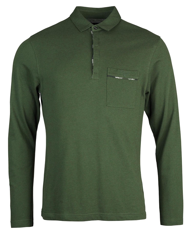 Green Barbour Adie Long Sleeve Men's Polo shirts | PJDF-45089