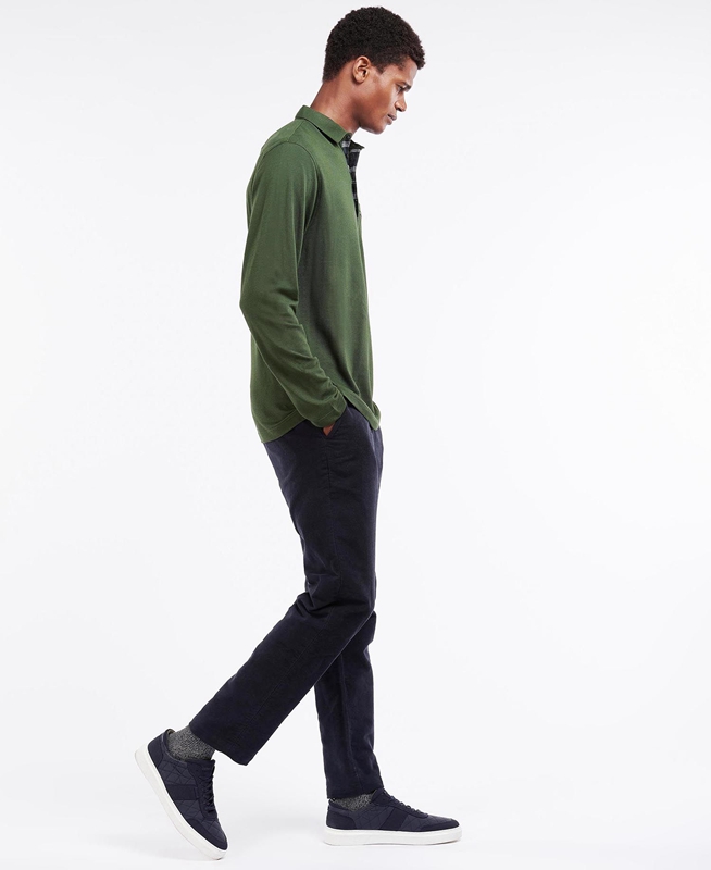 Green Barbour Adie Long Sleeve Men's Polo shirts | PJDF-45089