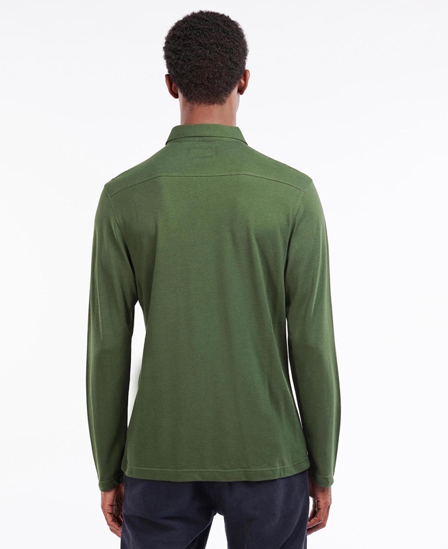 Green Barbour Adie Long Sleeve Men's Polo shirts | PJDF-45089