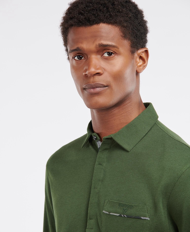 Green Barbour Adie Long Sleeve Men's Polo shirts | PJDF-45089