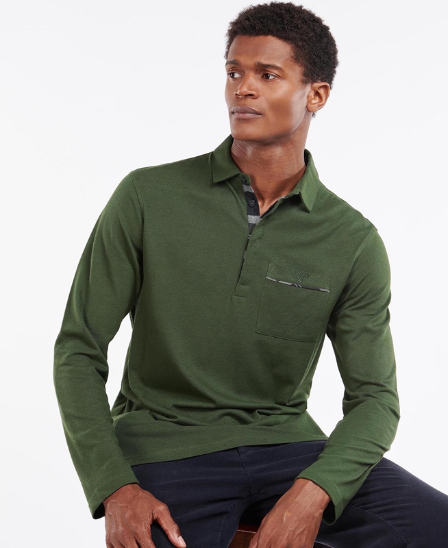 Green Barbour Adie Long Sleeve Men\'s Polo shirts | PJDF-45089