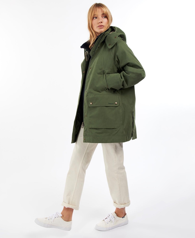 Green Barbour Clary Women's Waterproof Jackets | ZESI-69830