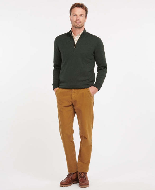 Green Barbour Gamlan Half Zip Men's Sweaters | XBYH-68375