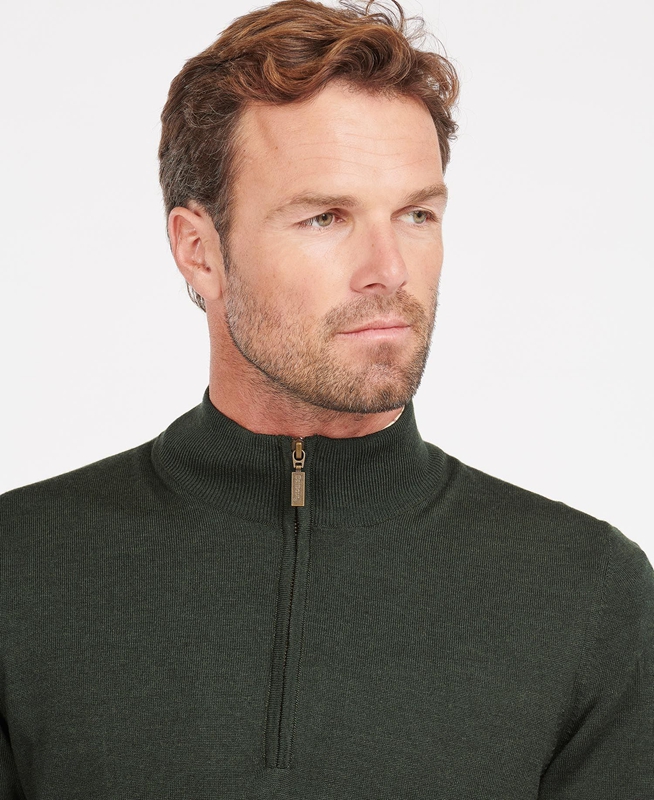 Green Barbour Gamlan Half Zip Men's Sweaters | XBYH-68375