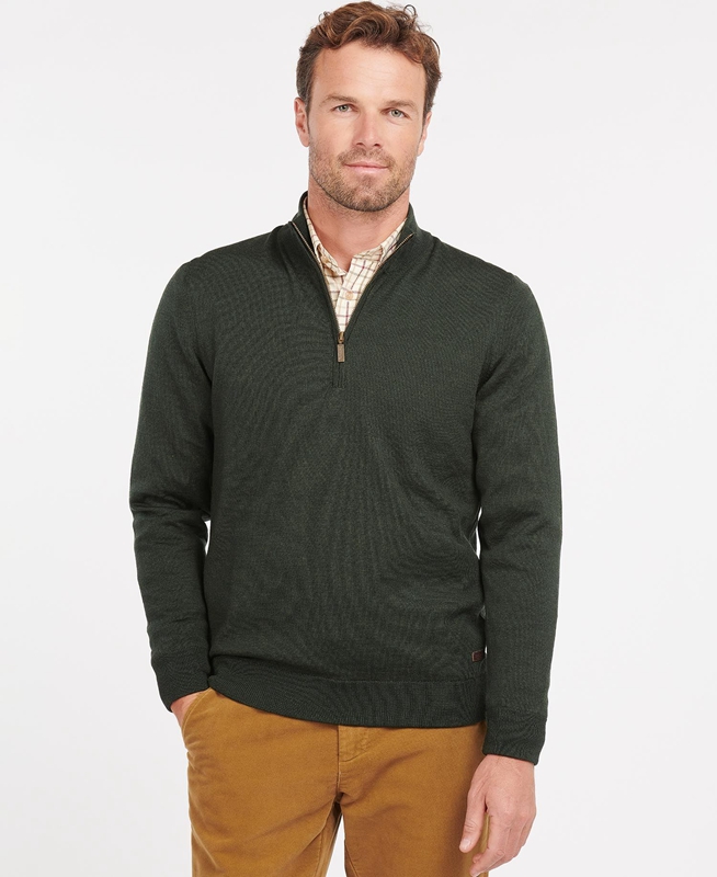 Green Barbour Gamlan Half Zip Men\'s Sweaters | XBYH-68375